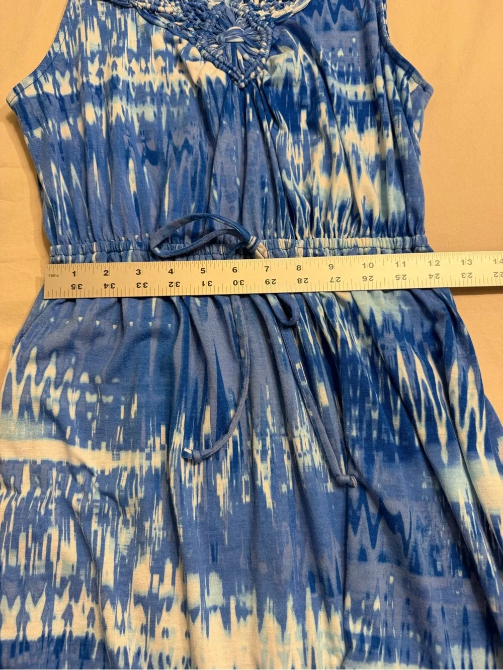 Faded Glory Sleeveless Maxi Dress M Blue Print - Picture 8 of 9